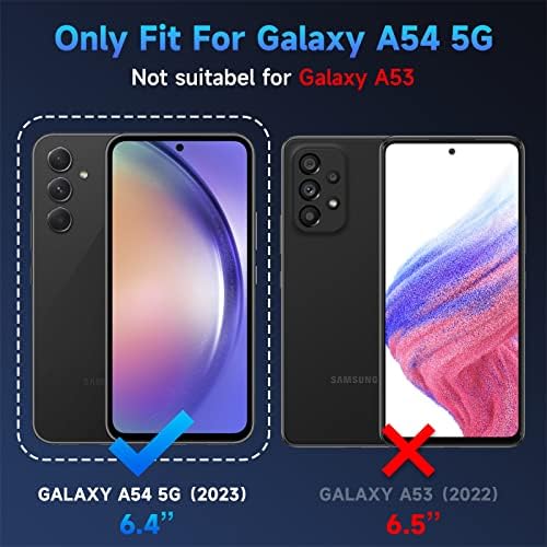 Huness for Galaxy A54 5G Case עם מגן מסך זכוכית מחוסמת, Samsung Galaxy A54 5G Case, [הגנת מצלמה] לא מרקם גב לאחור לסמסונג גלקסי A54 5G